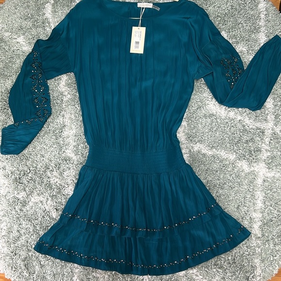 BNWT 🏷️ ✨👗Ramy Brook New York Sheryl DESIGNER Dress S gorgeous teal color 💙🩵 - Picture 7 of 9